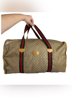 Gucci Beige Monogram Duffel with Green and Red Straps